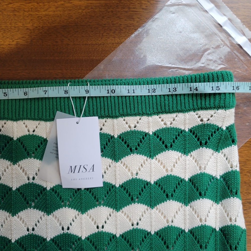 NEW MISA LOS ANGELES melina crochet midi skirt in emerald green - Picture 10 of 11